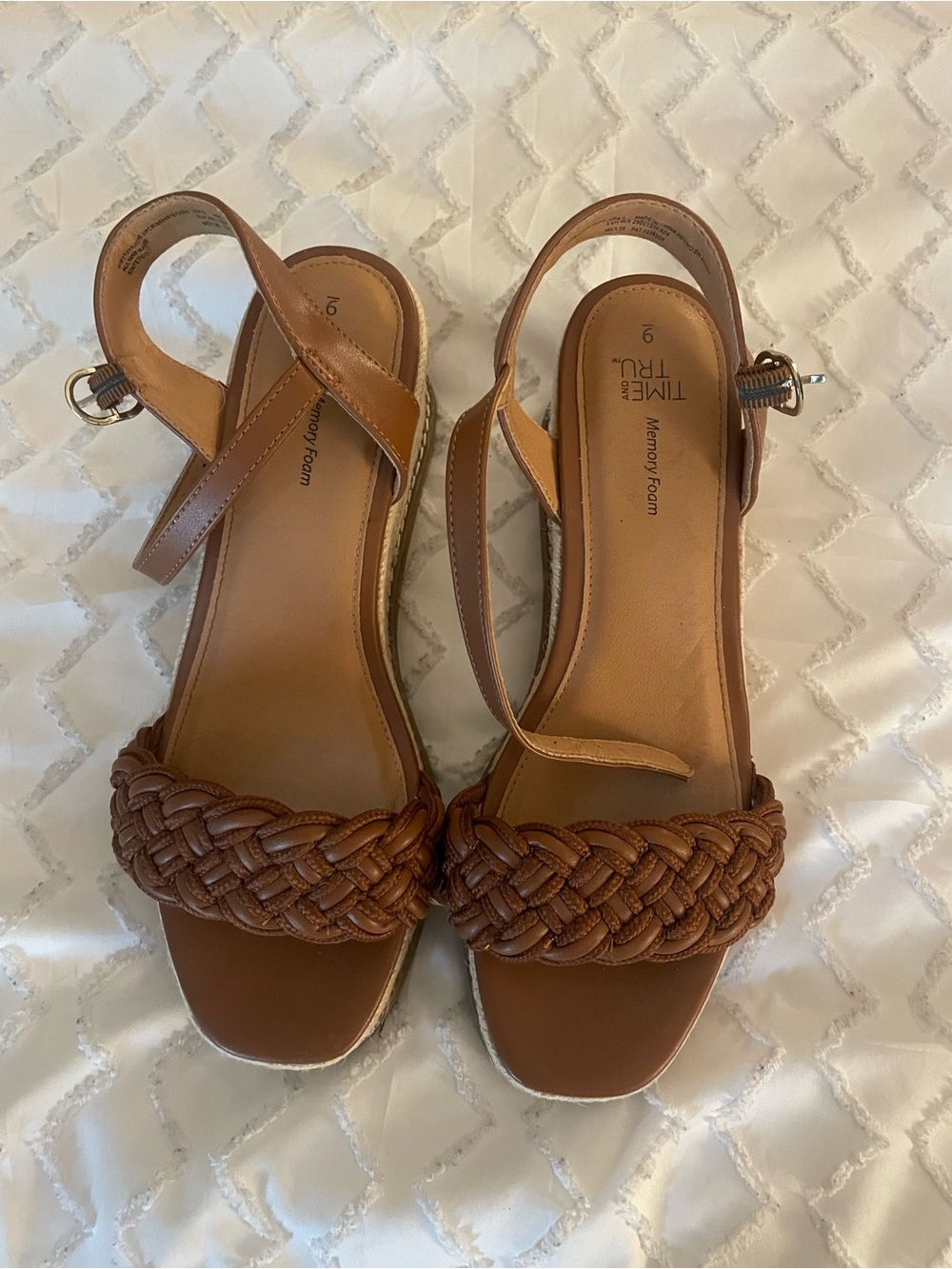 TIME AND TRU Braided Strap Tan Women’s Sandal Wedges